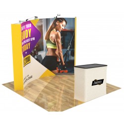 10 ft. Curved Ready Pop Fabric Trade Show Display - 8'h Large Single Sided Graphic Package